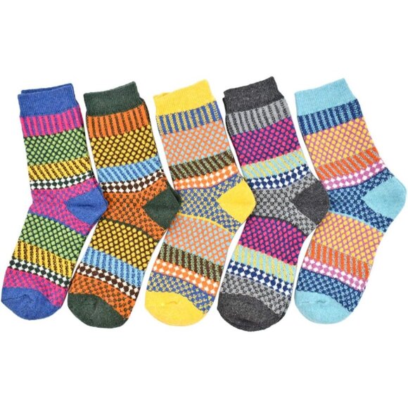 YZKKE 5Pack Womens Q-10 Vintage Winter Soft Warm Thick Cold Knit Wool Crew Sock - Picture 6 of 6